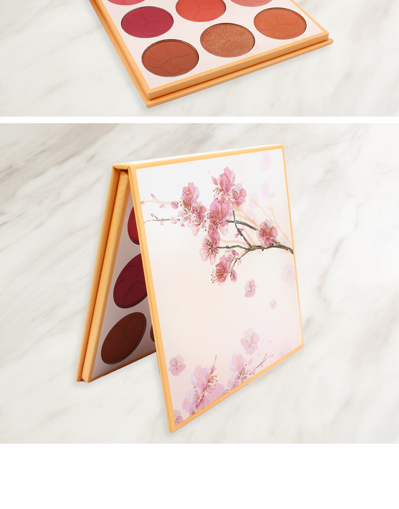 9 colors pressed blusher palette with your logo print