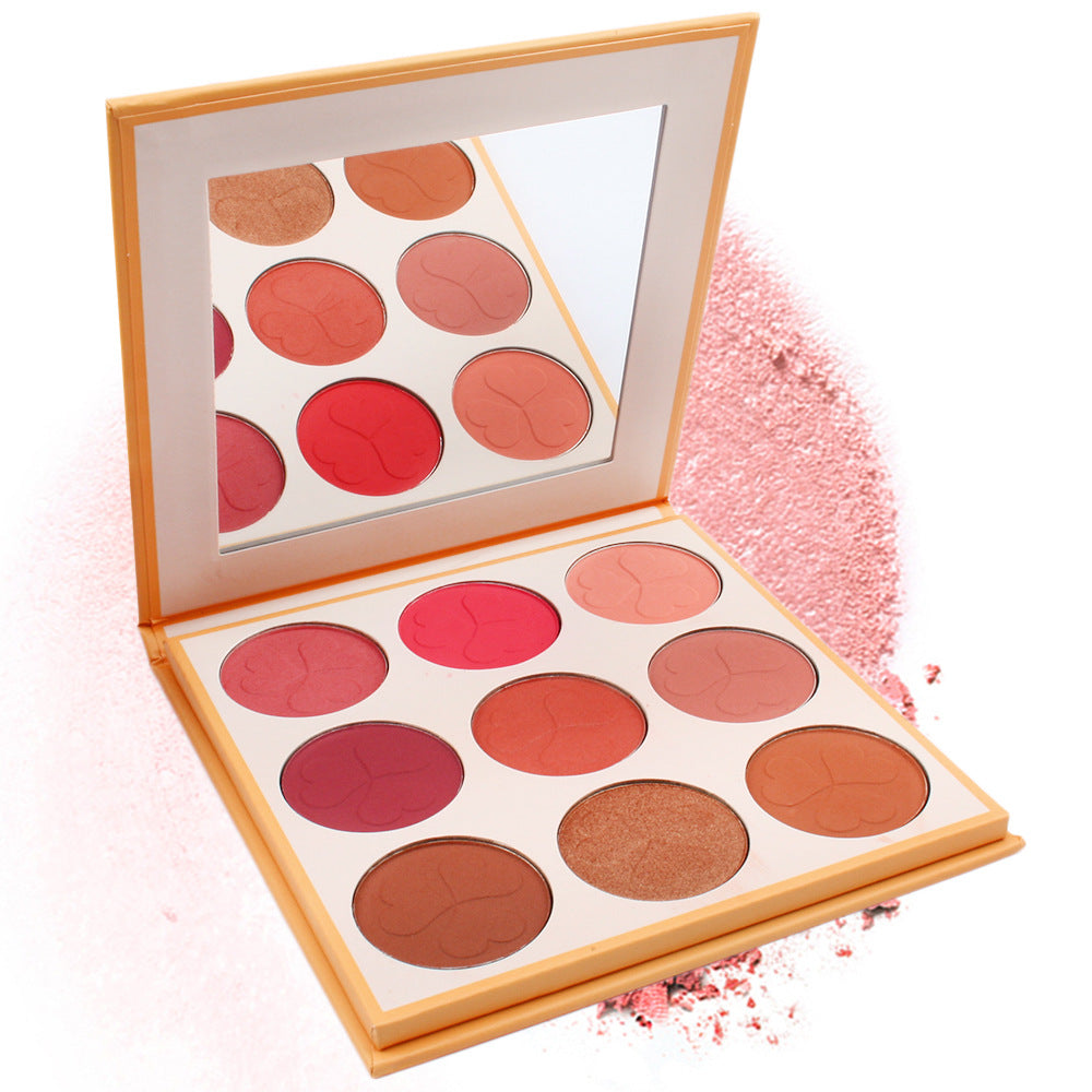 9 colors pressed blusher palette with your logo print