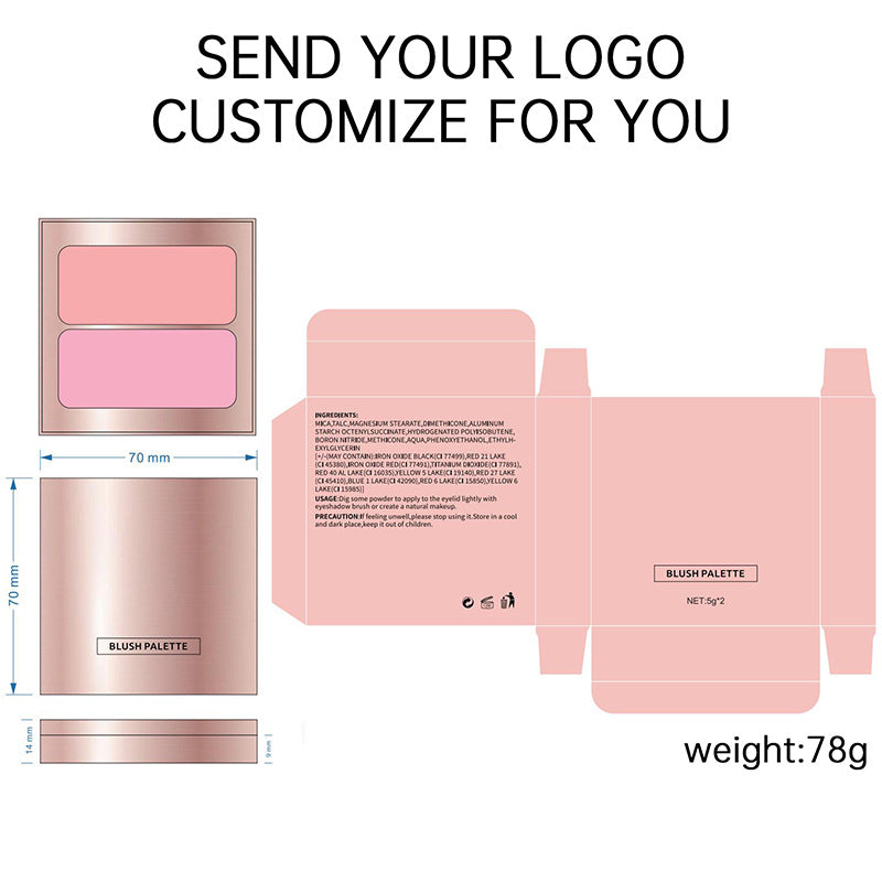 BLS03  two colors palette with mirror 4 color choice ,matte and shimmer fixture . with your logo print