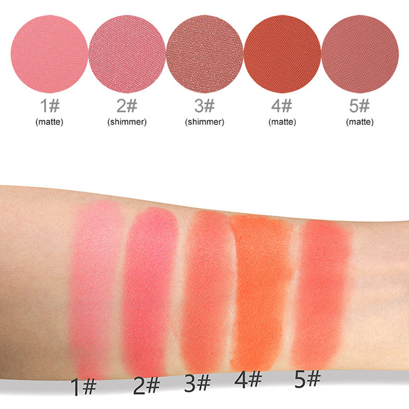 BLS05 5 colors pressed single blush matte finished , accept your logo print
