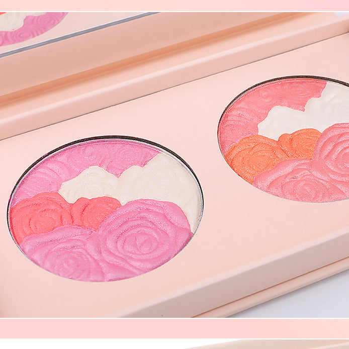 BLS06 mixture two color blush palette with mirror, private label and factory directly.