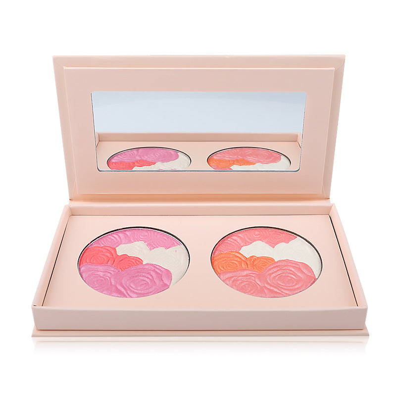 BLS06 mixture two color blush palette with mirror, private label and factory directly.