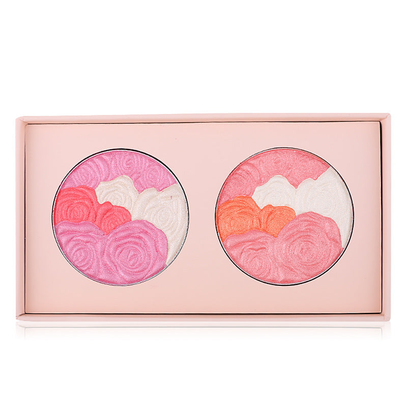BLS06 mixture two color blush palette with mirror, private label and factory directly.