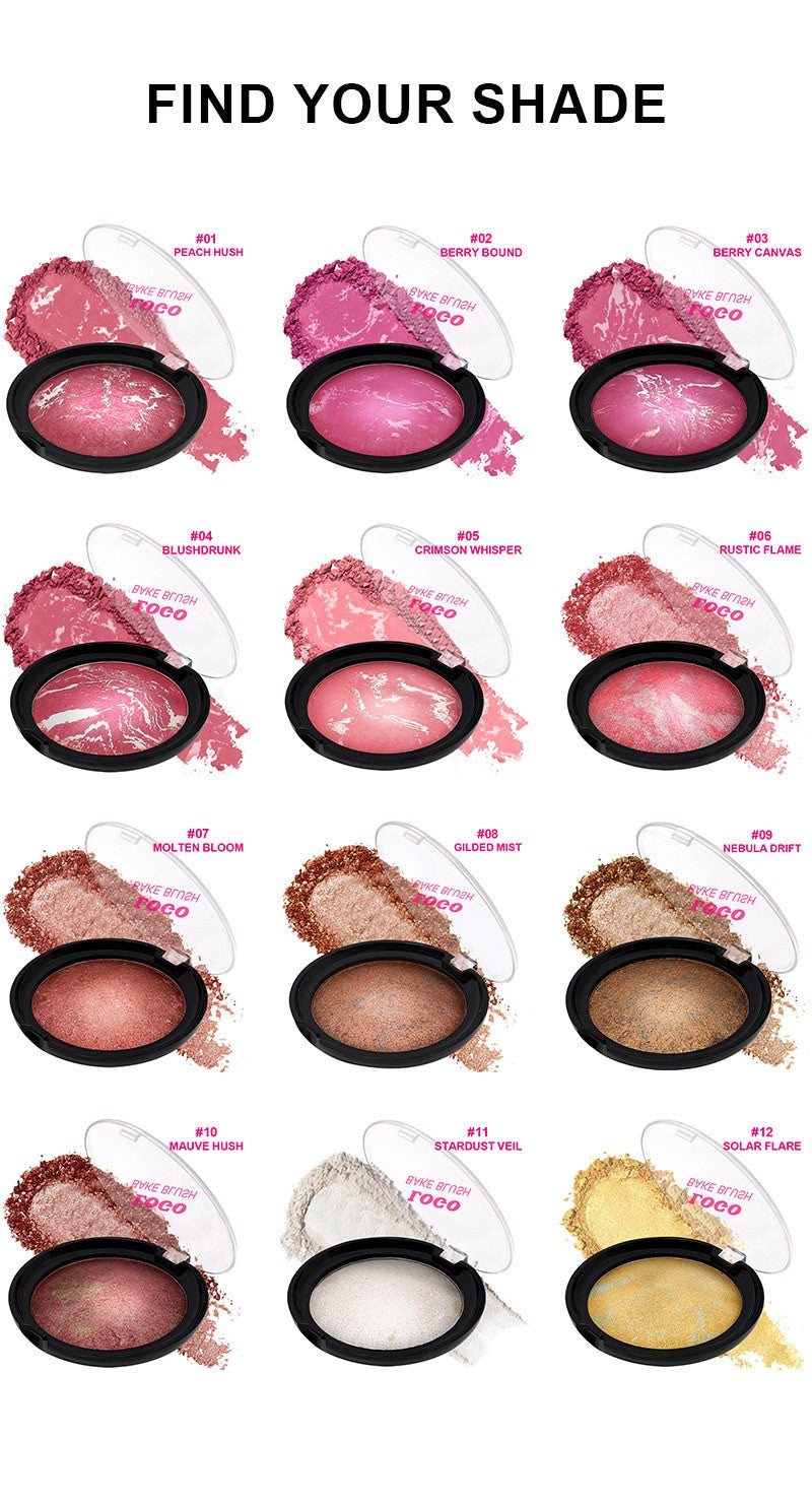 BLS08 MOQ50pcs 12 color choice baked pressed blush single blusher factory directly supply