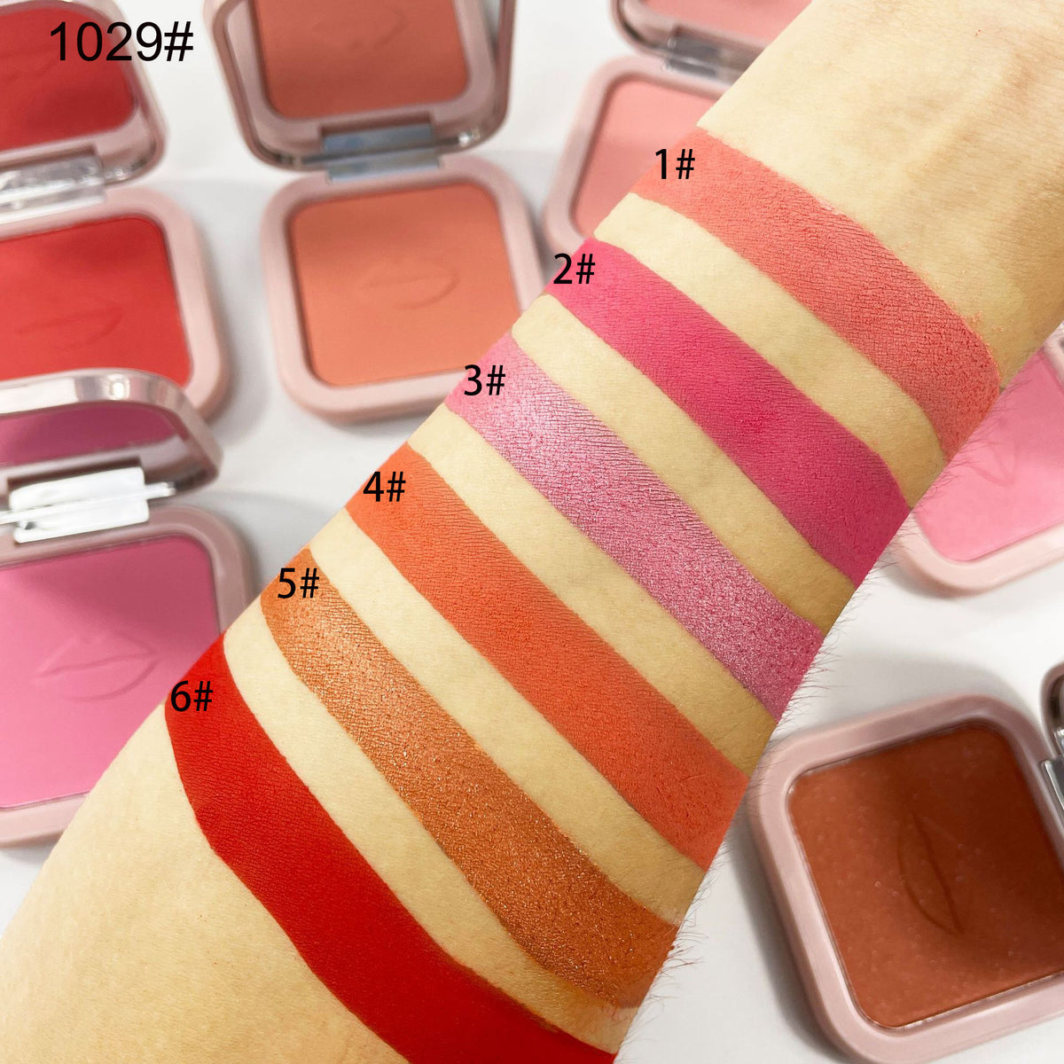 BLS11 MOQ 50pcs single pressed blush hell-colored outer case face makeup blusher 6 colors