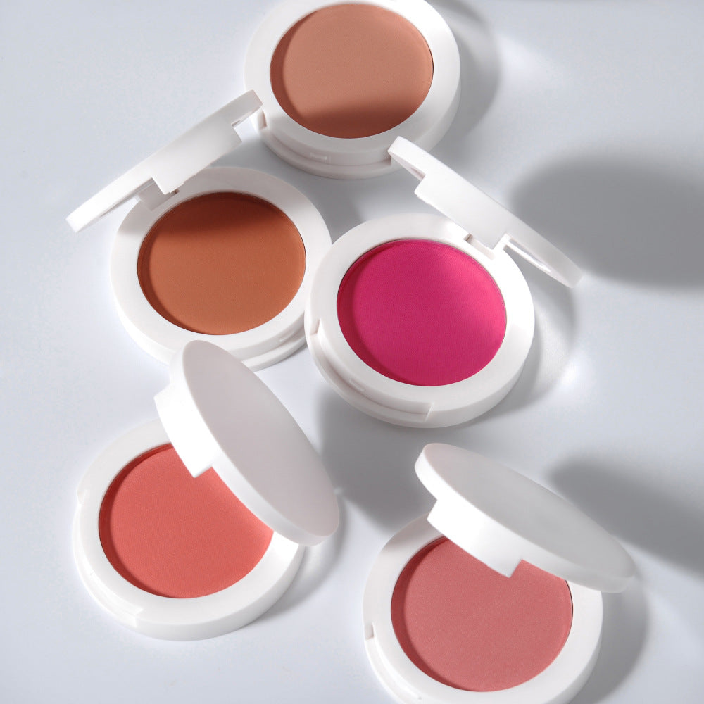 BLS12 MOQ 50pcs  12 color choice matte shimmer pressed blush white case face makeup blusher