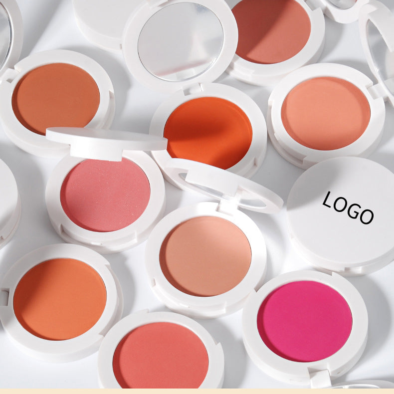 BLS12 MOQ 50pcs  12 color choice matte shimmer pressed blush white case face makeup blusher