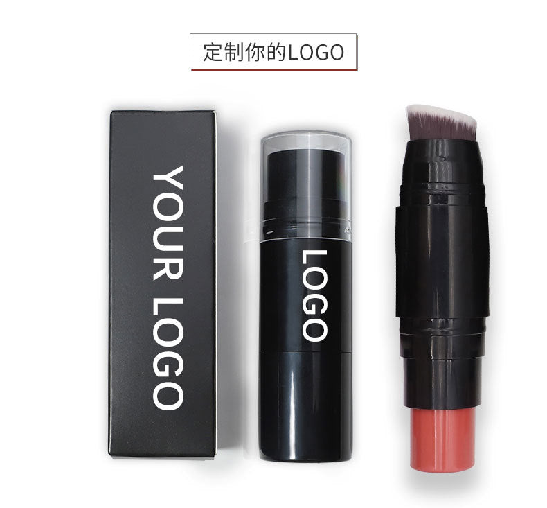 BLS14 MOQ50pcs cream blush stick 12 color choice with brush dual head makeup face blusher