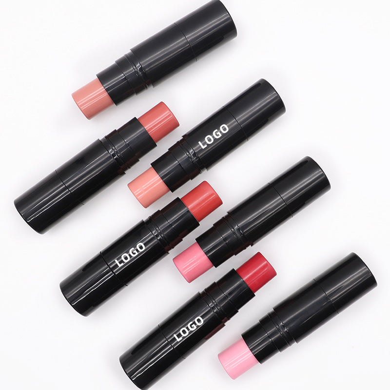 BLS14 MOQ50pcs cream blush stick 12 color choice with brush dual head makeup face blusher