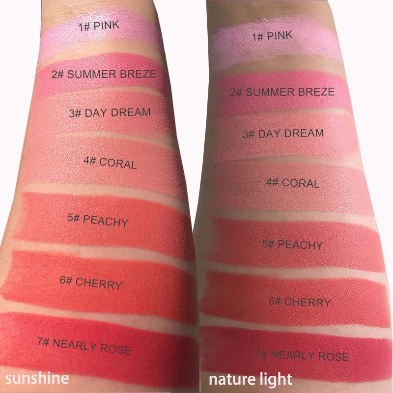 BLS14 MOQ50pcs cream blush stick 12 color choice with brush dual head makeup face blusher