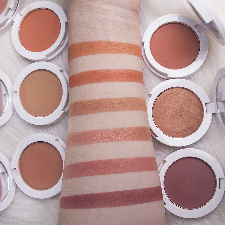 BLS15  MOQ50pcs  12color choice white case pressed blush single face makeup blusher