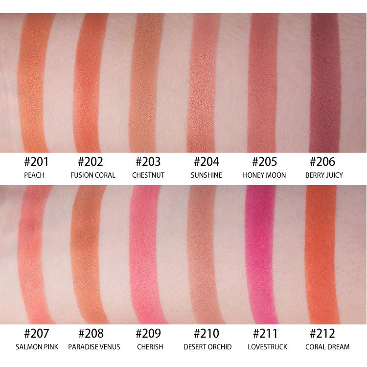 BLS15  MOQ50pcs  12color choice white case pressed blush single face makeup blusher