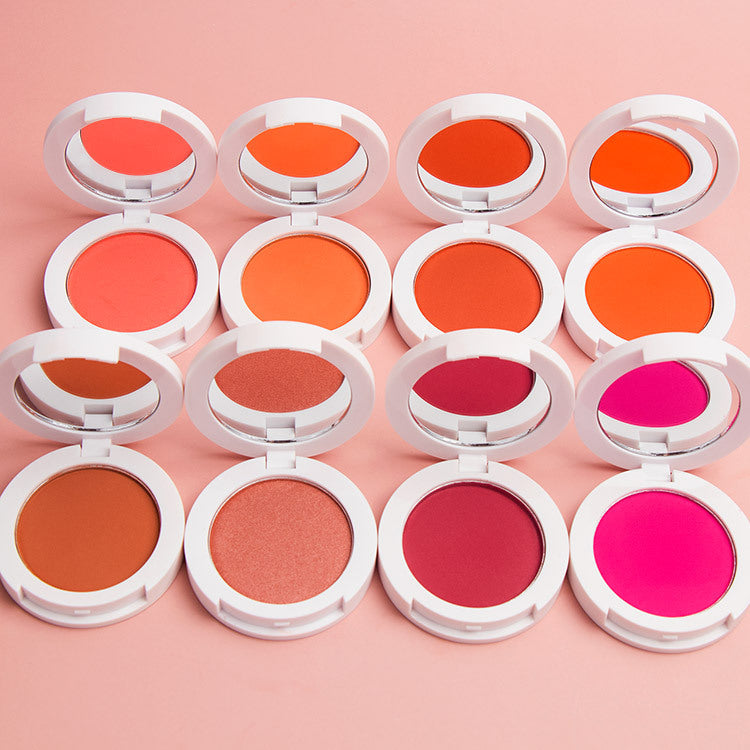 BLS15  MOQ50pcs  12color choice white case pressed blush single face makeup blusher