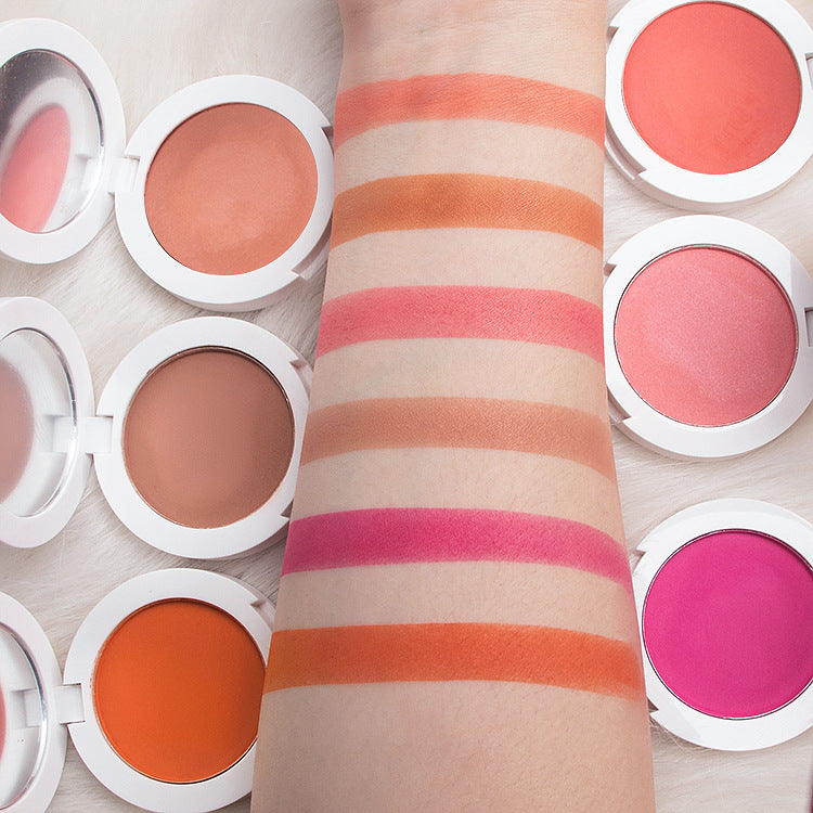 BLS15  MOQ50pcs  12color choice white case pressed blush single face makeup blusher