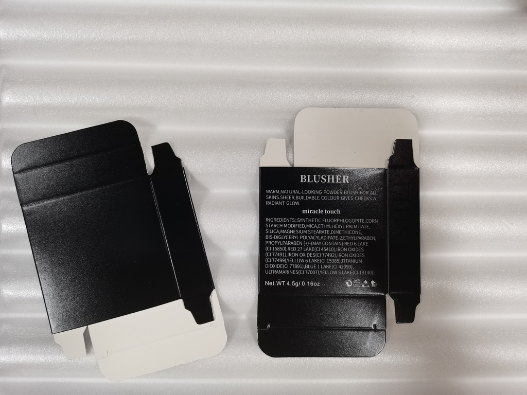 BLS16 MOQ50pcs 18pcs matte shimmer single blush case black case with mirror private label  accept