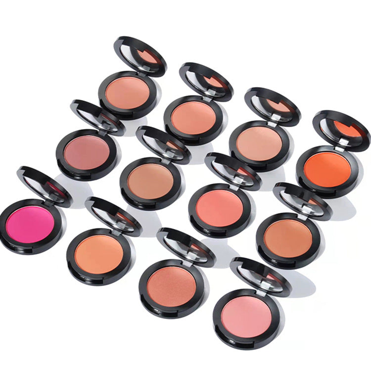 BLS16 MOQ50pcs 18pcs matte shimmer single blush case black case with mirror private label  accept