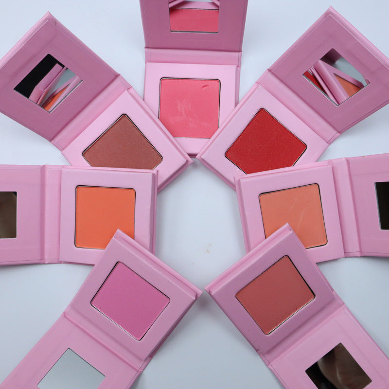 BLS18 MOQ 50pcs 14 colors pressed blush square & round in paper pack case factory directly sell