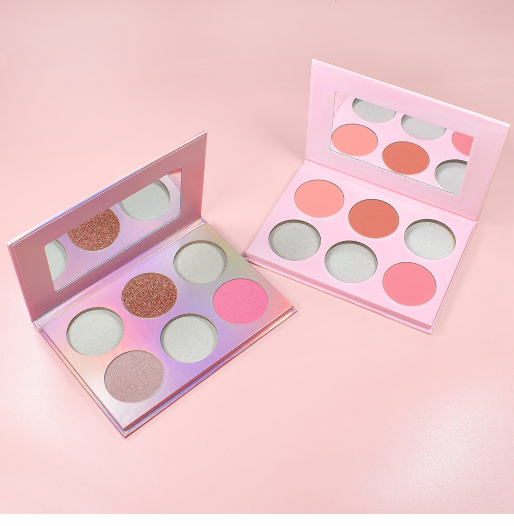 BLS20 MOQ50pcs 33 colors choice  paper palette of blush 6 hole blusher palette factory supply