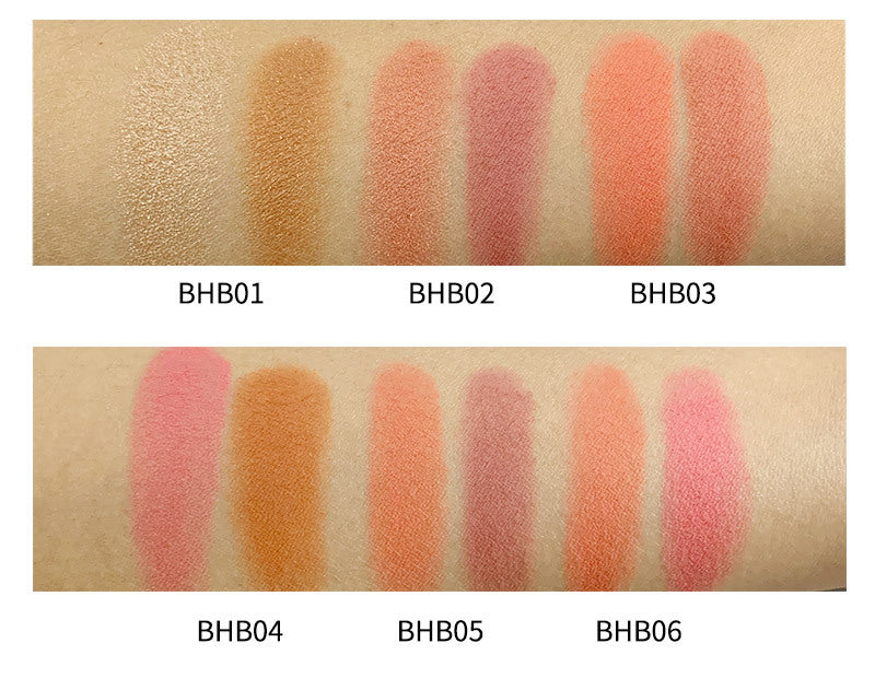 BLS21 MOQ50pcs dual layer palette blush highlighter bronze with mirror 14 color choice