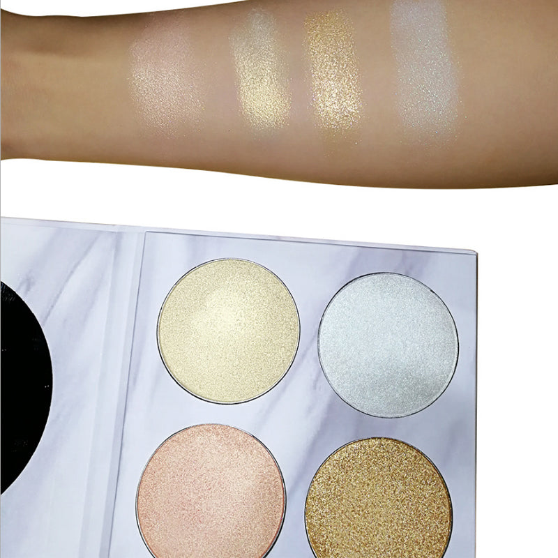 HLR08  4 colors paper palette highlights customzied highlighter face makeup