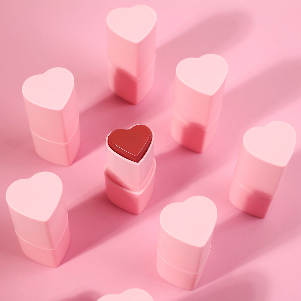 BLS25 MOQ 50pcs heart shape blush stick private label , 8 colors cream stick blusher factory supply