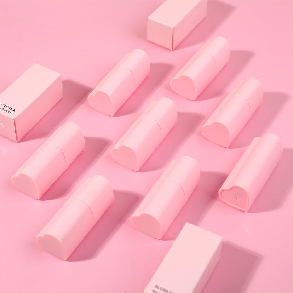 BLS25 MOQ 50pcs heart shape blush stick private label , 8 colors cream stick blusher factory supply