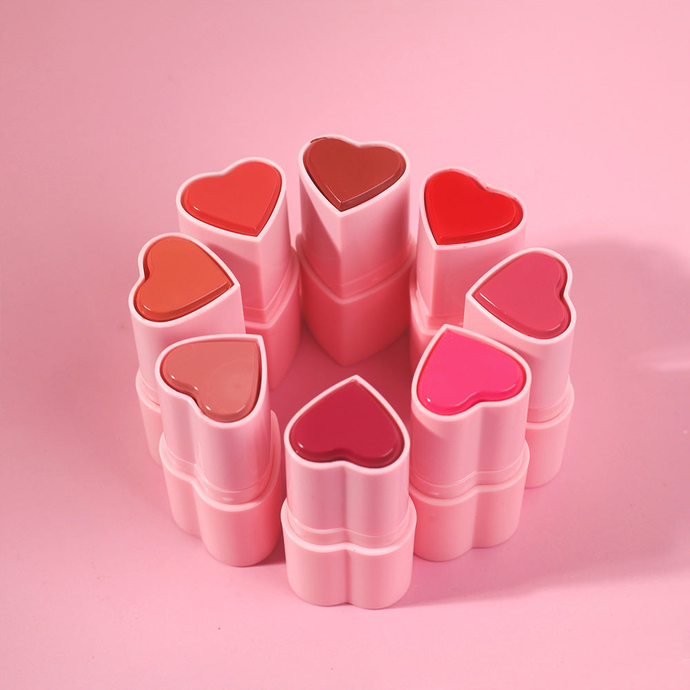 BLS25 MOQ 50pcs heart shape blush stick private label , 8 colors cream stick blusher factory supply