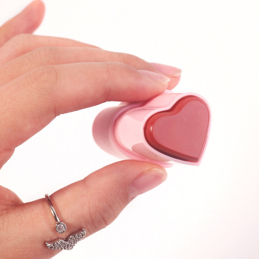 BLS25 MOQ 50pcs heart shape blush stick private label , 8 colors cream stick blusher factory supply