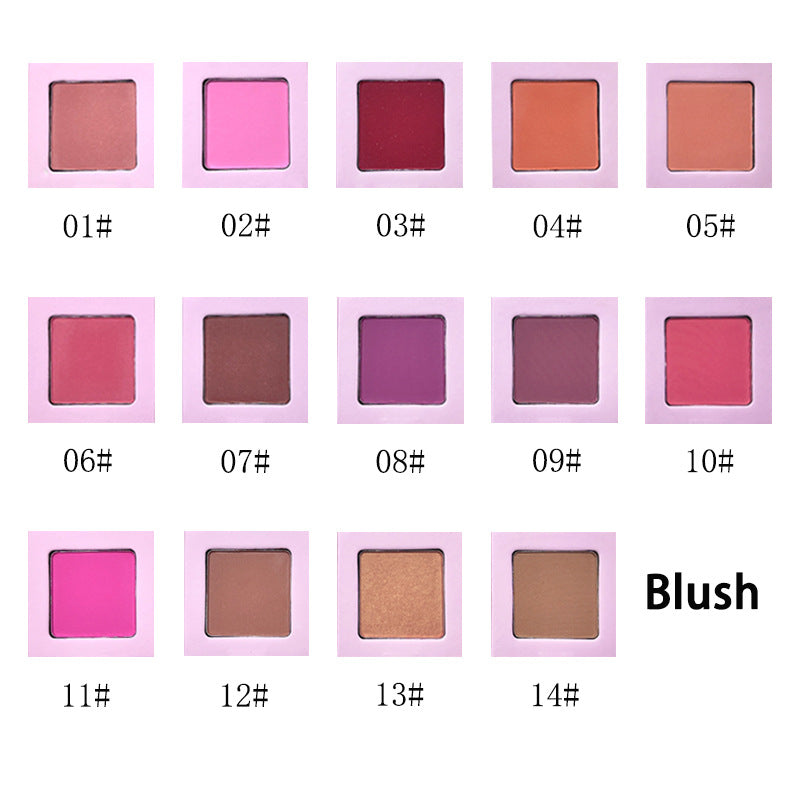 BLS18 MOQ 50pcs 14 colors pressed blush square & round in paper pack case factory directly sell