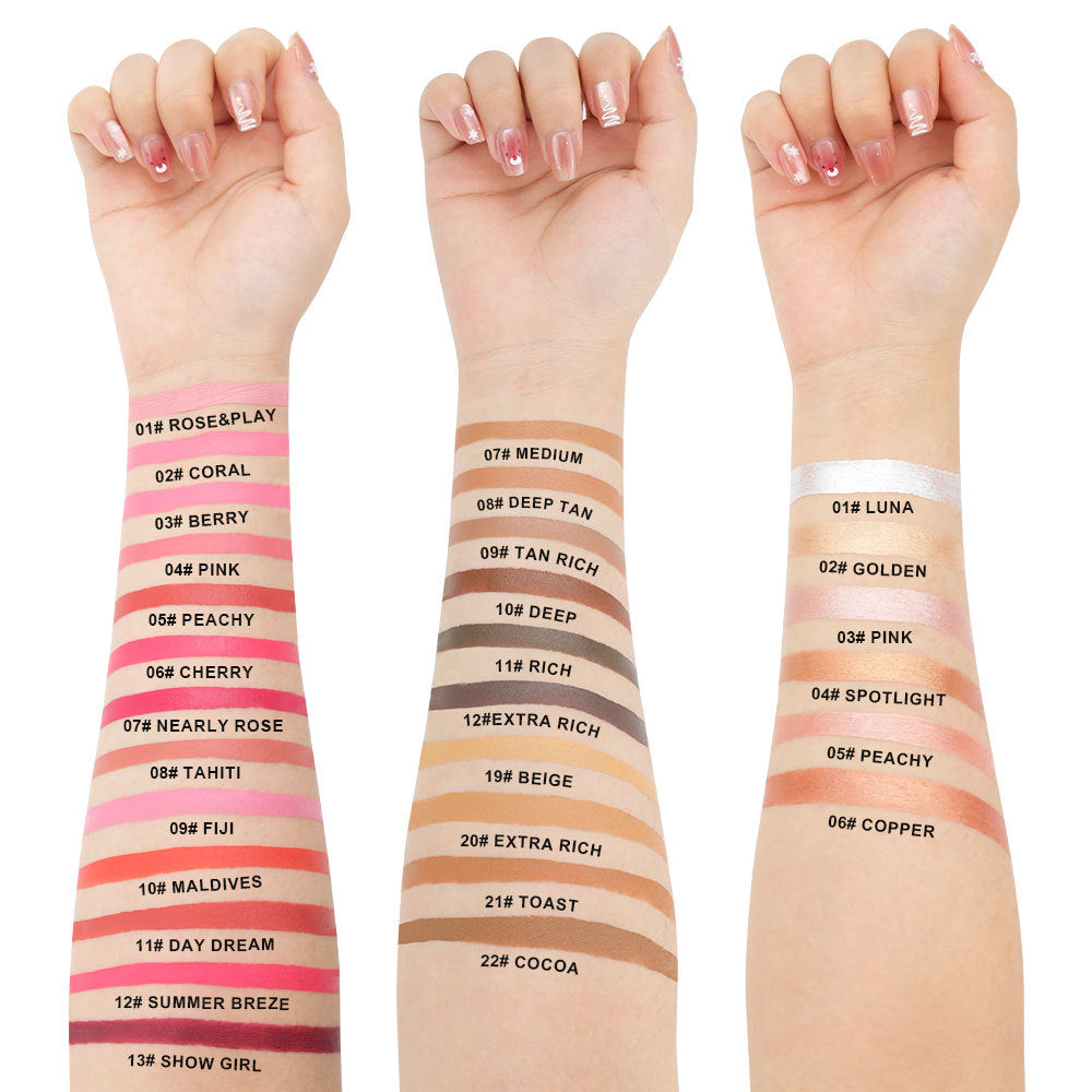 BLS23 MOQ50pcs 35 color choice highligther bronze blush cream factory directly supply