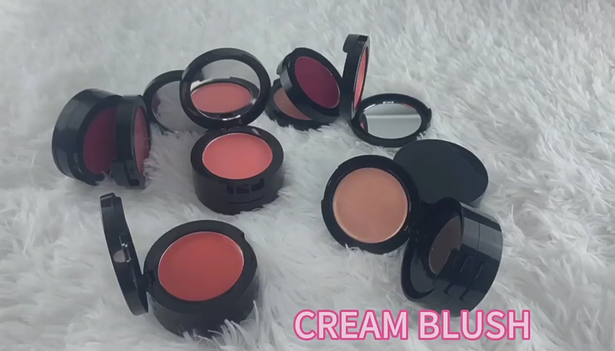BLS17 MOQ50pcs 6 colors three-layer color black case with mirror blush pressed powder ,cream,matte and shimmer finished